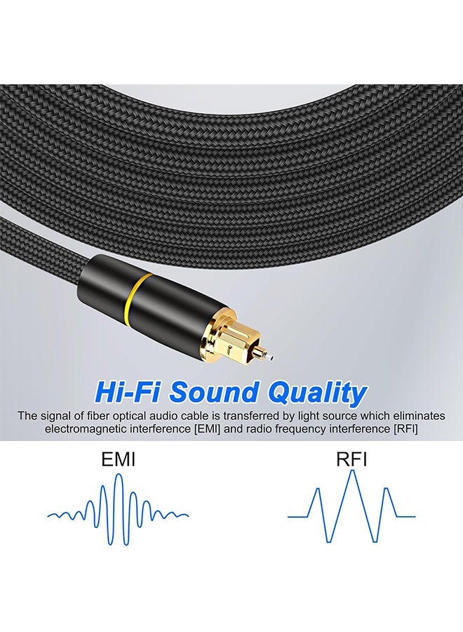 كابل صوت بصري رقمي، كابل صوت بصري من الألياف، سلك ذكر إلى ذكر، مضفر من النايلون ومطلي بالذهب، مناسب للمسرح المنزلي، مكبرات الصوت، التلفزيون، نظام الاستريو (1.5 متر) - Image 4